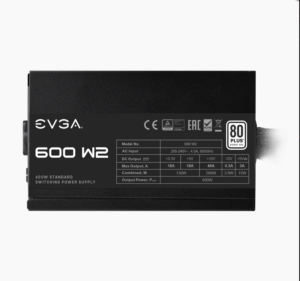 Fuente de poder EVGA 600 W2, 600W, Certificada 80+ Plus White, No modular - Imagen 3