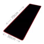PACK 3 Mousepad XL Negro 70cm x 30cm x 0,3cm Bordes Rojos Antideslizante - Imagen 2
