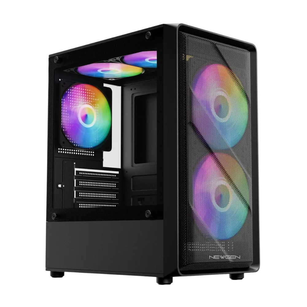 entry-1 Gabinete Gamer Newgen Entry MAtx Negro 3 fans incluidos - Imagen 1