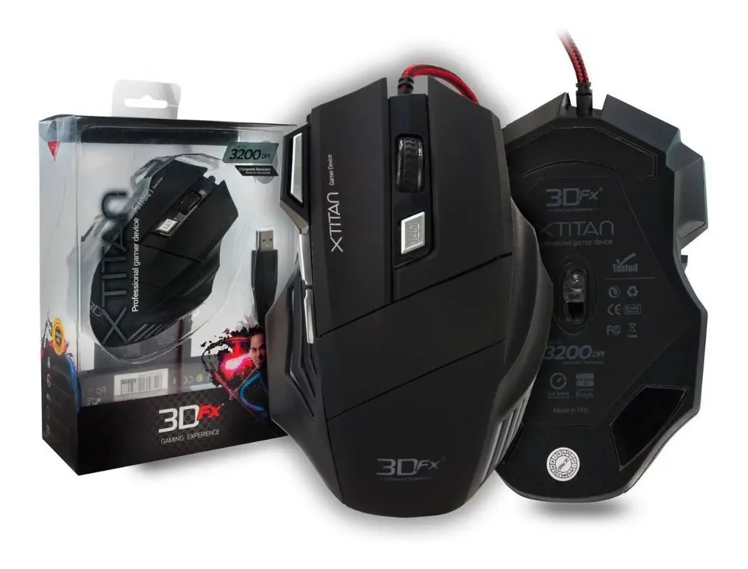 D_NQ_NP_2X_908090-MLA100078192311_122025-F Mouse Gamer Alámbrico 3DFX XTitan 3200 DPI (Modelo 7518) - Imagen 1